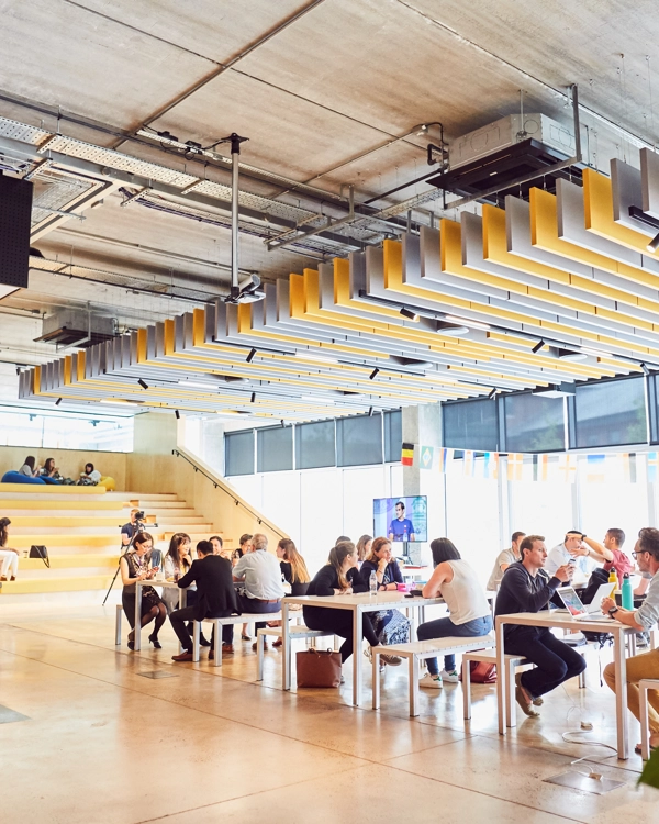 Shared space and cafe at The Bright Building, Manchester Science Park Shared space and cafe at The Bright Building, Manchester Science Park